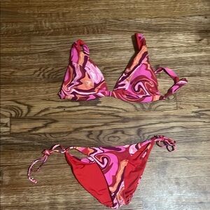 Victoria's Secret Pink and Red Swirl Bikini